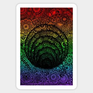 Zentangle Endless Hole with rainbow background Sticker